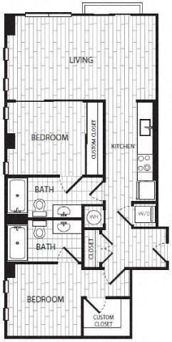 a floor plan of a small apartment with bedrooms and a bathroom