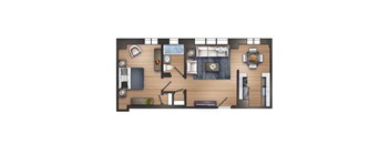 Studio 1 bath Floor plan a at The Chesapeake, Washington, DC