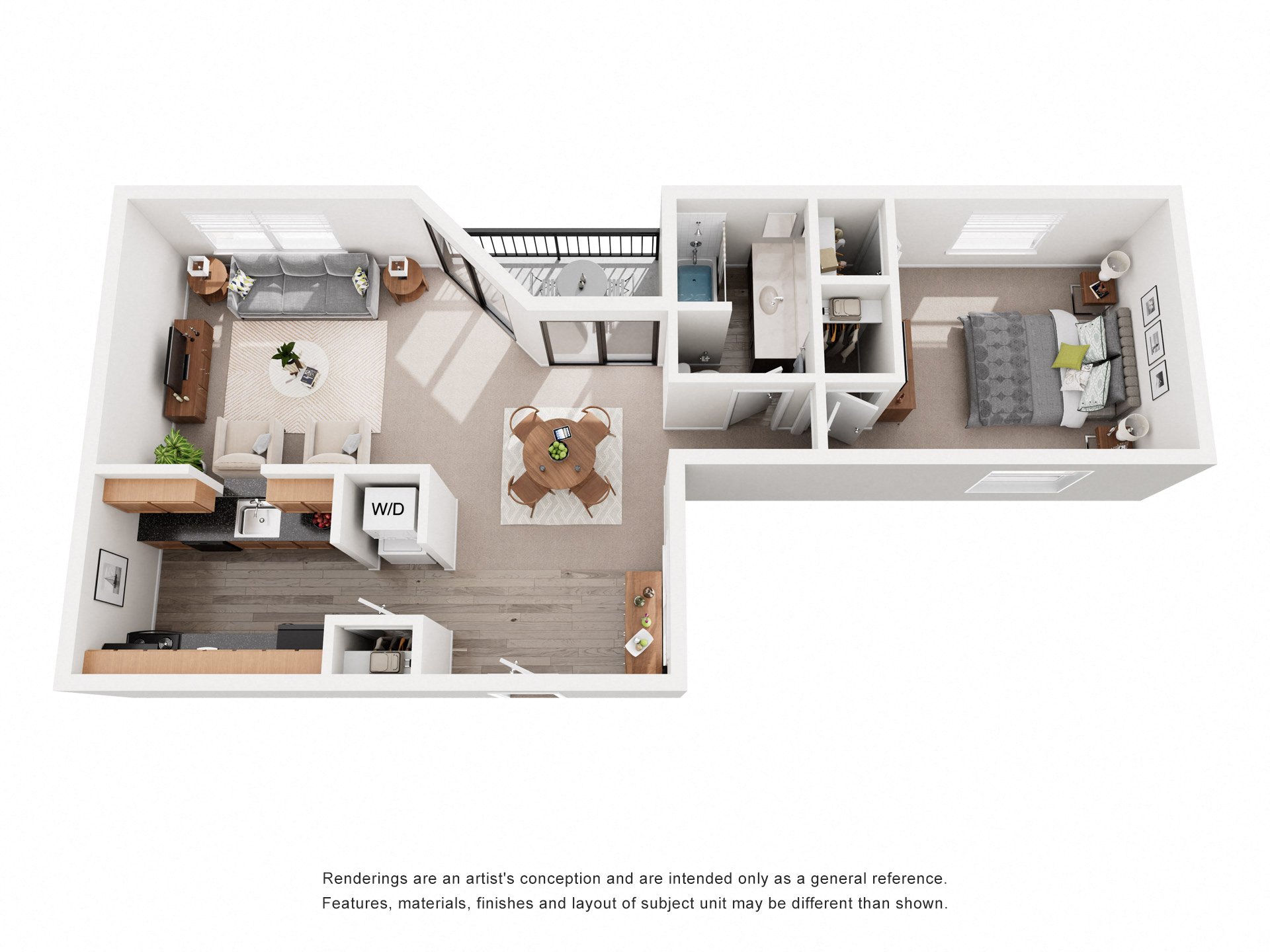 A floor plan of a house with a kitchen, living room, and bedrooms.