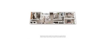 a stylized floor plan of a 1 bedroom apartment