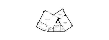 A diagram of a house layout with labeled rooms.