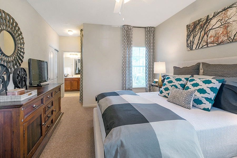 Bedroom With Expansive Windows at Reserve at North River, Tuscaloosa, Alabama