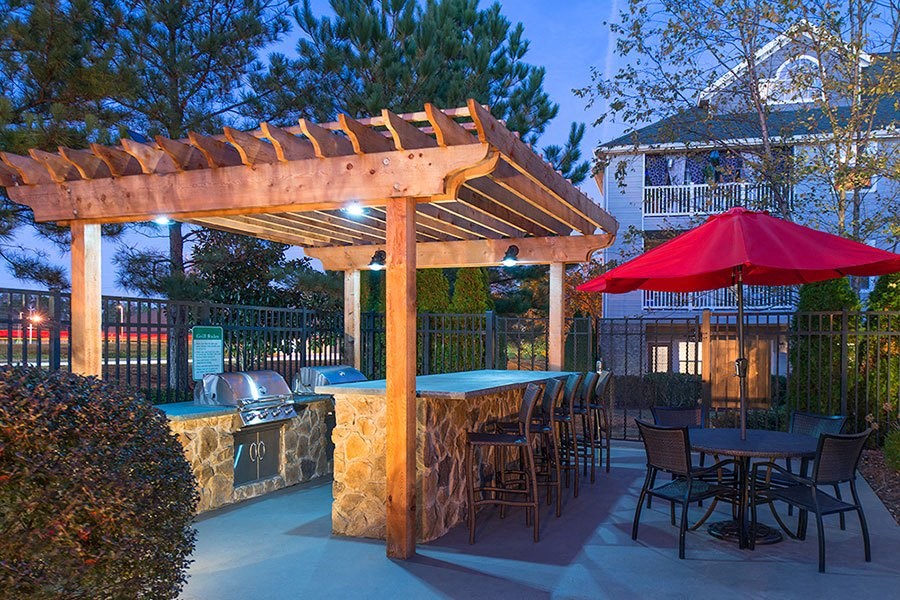 Outdoor Grill With Intimate Seating Area at Reserve at North River, Tuscaloosa, Alabama