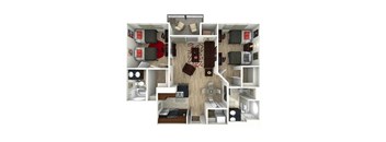 a 3 bedroom floor plan with a 1193 sq ft apartment