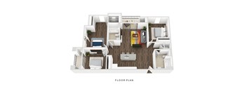 bedroom floor plan an open concept loft style bedroom with a medium hardwood floor