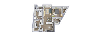 a floor plan of a 3 bedroom apartment