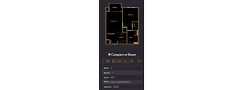 a screenshot of the one bedroom a1 floor plan with the option to compare or