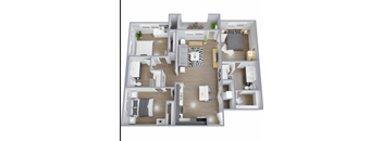 a 3d drawing of our 1 bedroom apartment at princeton court apartments in dallas,
