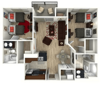 a 3 bedroom floor plan  395  980 sq ft