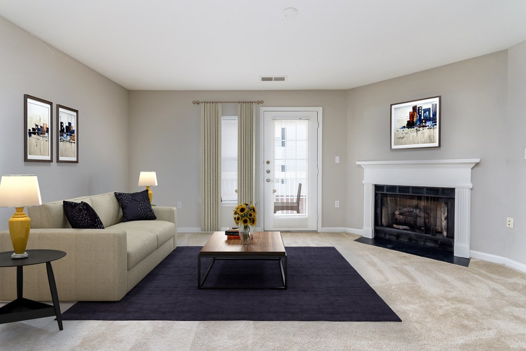 Living Room With Fireplace at Governors Green, Bowie, Maryland
