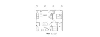 1A-692sqft Floor Plan at The Villages at Belle Hill, Maryland