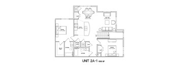 2A-1-1055sqft Floor Plan at The Villages at Belle Hill, Elkton, MD, 21921