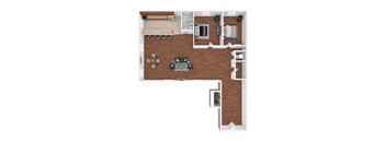a floor plan of a house with a bedroom and a living room