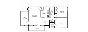 2 bedroom & den floor plan at Seven Springs Apartments, Maryland, 20740