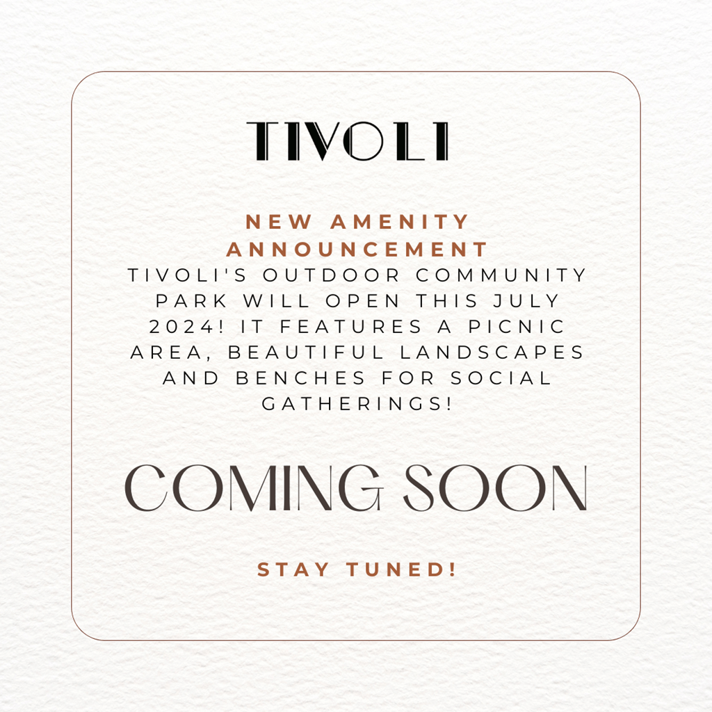 a white screen print with the words tivoli new amenity announcementcumulative
