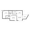 one bedroom one bath floorplan with a den 767 square feet