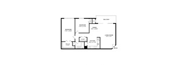 two bedroom two bathroom floorplan at Cheverly Station, Maryland