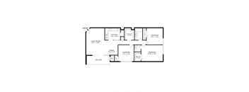 three bedroom one and a half bathroom floorplan 1100 square feet at Cheverly Station, Maryland, 20785