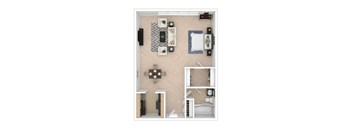 Studio A Floor Plan Image 540 sq ft at Cole Spring Plaza, Silver Spring, 20910