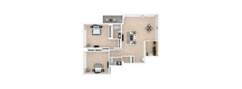 2 bedroom floor plan image 1348-1564 sq ft at Cole Spring Plaza, Silver Spring, 20910