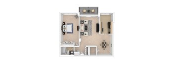 1 Bedroom Floor Plan image 834-858 Sq ft at Cole Spring Plaza, Silver Spring