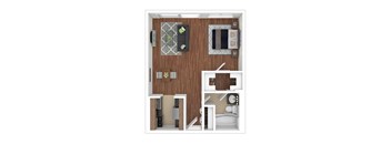 Studio Floor Plan at Colesville Towers Apartments, Silver Spring