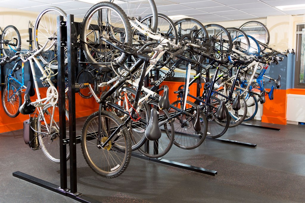 bicycle storage room at Colesville Towers Apartments, Silver Spring