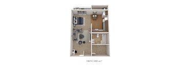 A 1 bathroom 500 square foot apartment.at Aspen at Lake Trail, Columbia, 21045
