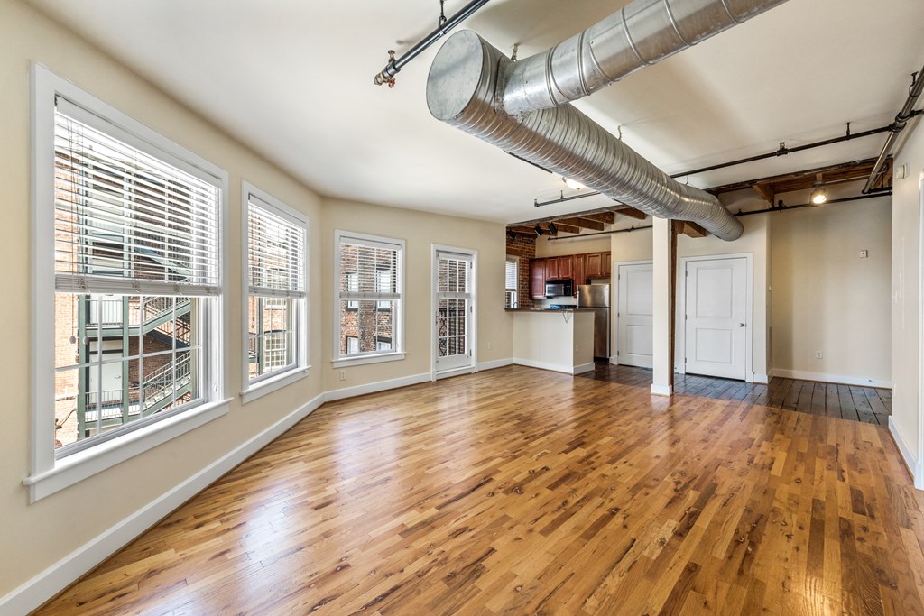 Contemporary Finishes Include Wood And Tile Flooring at Pohlig Box Factory, Richmond, VA, 23223