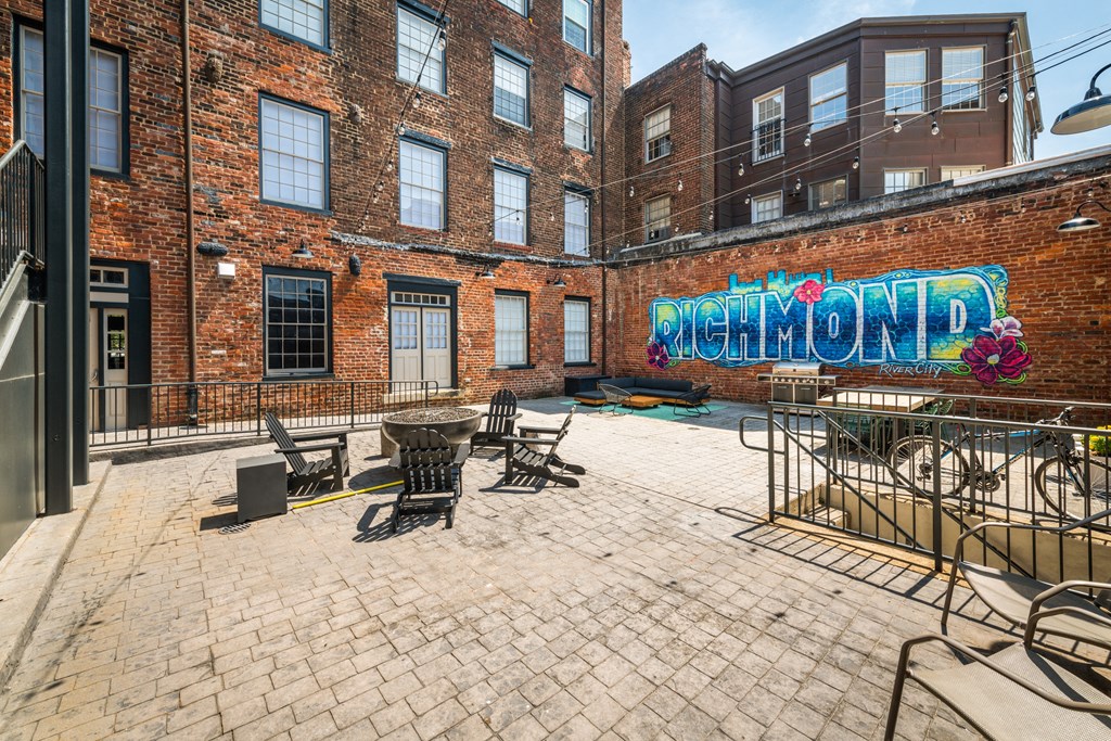 Spacious, Landscaped Patio and Private Courtyard at Pohlig Box Factory, Richmond, VA