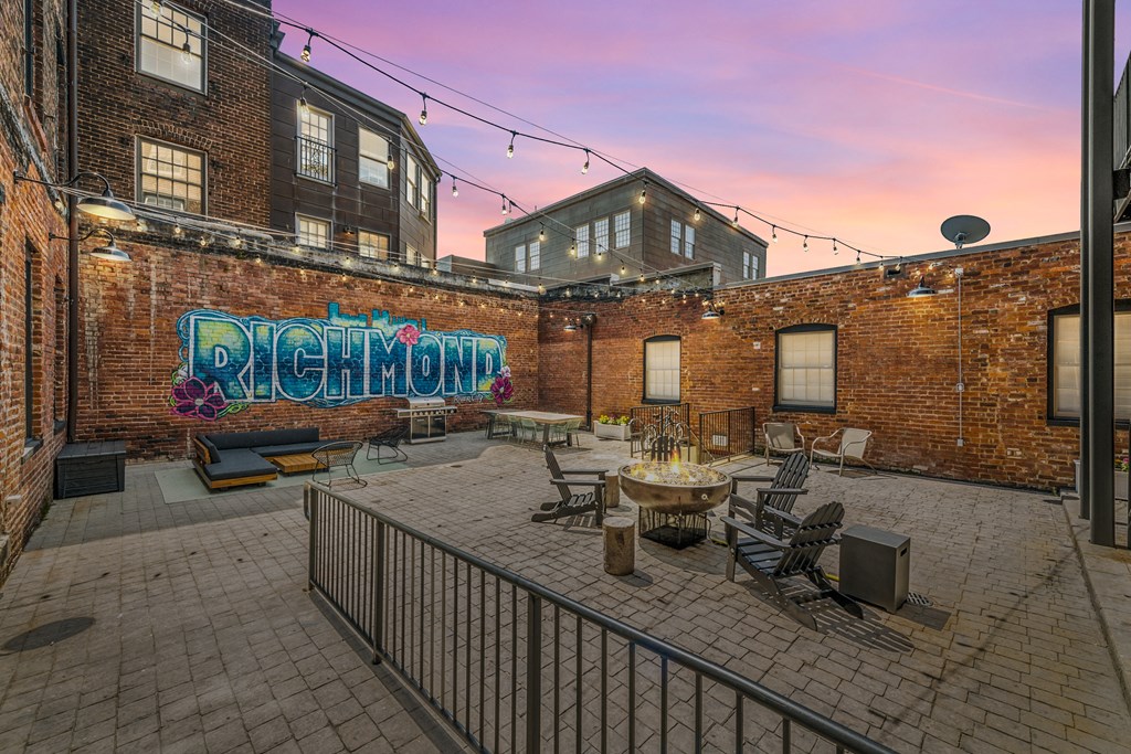 Firepit Patio at Pohlig Box Factory, Richmond, VA, 23223