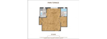 Studio Apartment Floor Plan 430 Sqft at Park Terrace, Washington