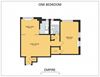 One Bedroom Floor Plan 643 sqft