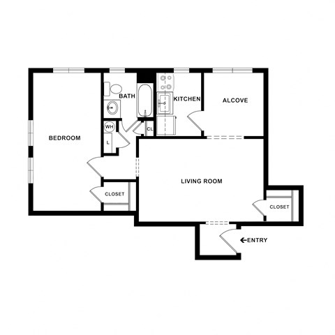 one bedroom floorplan 676 sqft at Empire, Washington