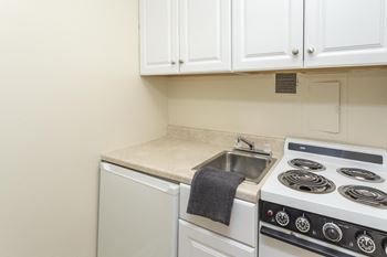 kitchen with white appliances at Empire, Washington
