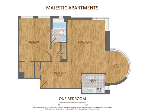 One Bedroom Floor Plan at Majestic, Washington