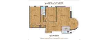 Two bedroom floor plan at Majestic, Washington, 20010