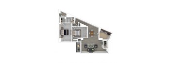 2 Bed 1 Bath Floor Plan at Metro 710, Silver Spring, Maryland