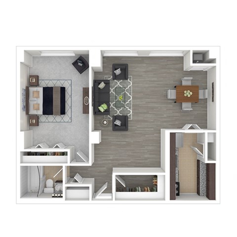 1 Bedroom 1 Bath Floor Plan at Metro 710, Maryland, 20910