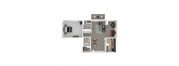 1 Bed 1 Bath Floor Plan at Metro 710, Silver Spring, 20910