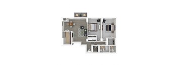 2 Bedroom 1 Bath Floor Plan at Metro 710, Silver Spring