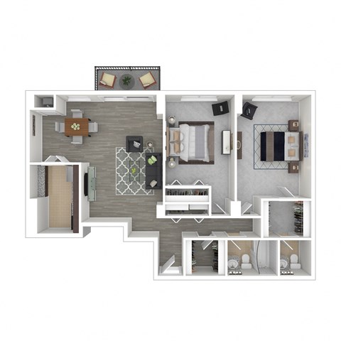 2 Bedroom 1 Bath Floor Plan at Metro 710, Silver Spring