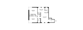 Two Bedroom Floor Plan 970 Sqft at Park Crescent, Washington, DC