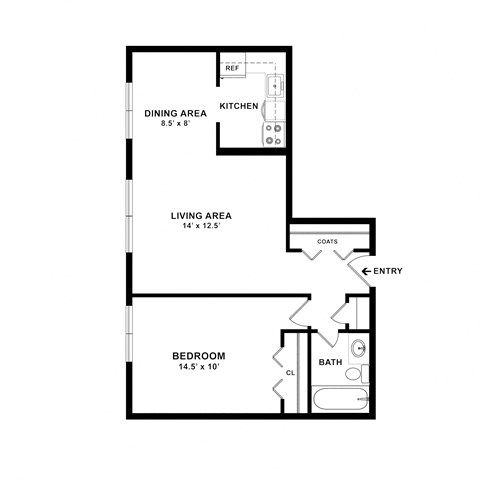 One bedroom 650 sq ft at Remington Place, Fort Washington, MD, 20744