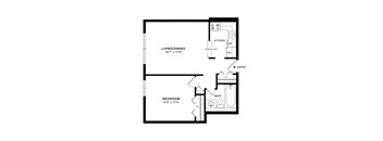 one bedroom floorplan 560 sf at Remington Place, Fort Washington, Maryland