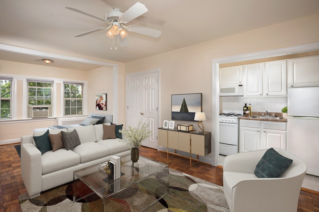 Living Room With Kitchen View at Miramar, Washington, 20005
