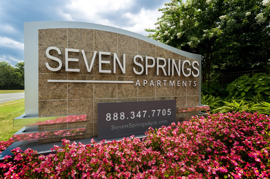 monument entrance sign at Seven Springs Apartments, College Park, Maryland
