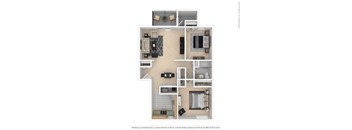 a floor plan of a 3 bedroom apartment