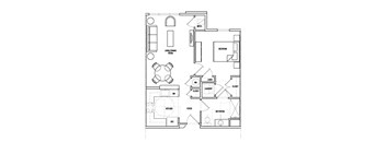 1Bed 1Bath Floor Plan at Perryman Station Apartments, Aberdeen, MD, 21001
