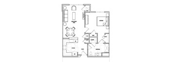 1Bedroom Floor Plan at Perryman Station Apartments, Maryland, 21001